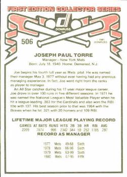 1981 Donruss #506 Joe Torre Back