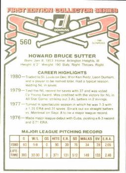 1981 Donruss #560 Bruce Sutter Back
