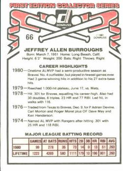 1981 Donruss #66 Jeff Burroughs Back