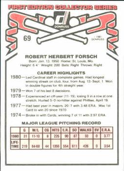 1981 Donruss #69 Bob Forsch Back