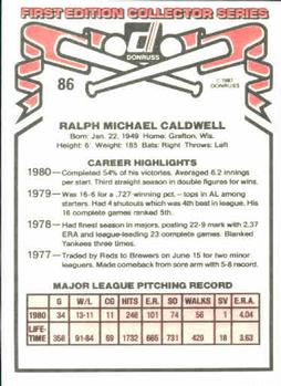 1981 Donruss #86 Mike Caldwell Back