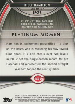 2013 Bowman Platinum - Chrome Prospects Refractors #BPCP9 Billy Hamilton Back