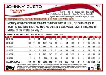 2014 Topps #16 Johnny Cueto Back