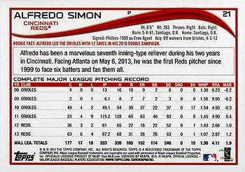 2014 Topps #21 Alfredo Simon Back