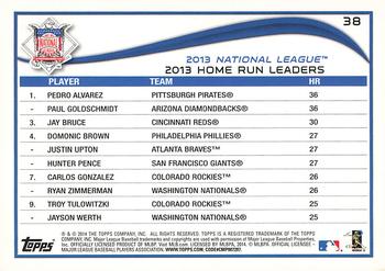 2014 Topps #38 NL 2013 Home Run Leaders (Pedro Alvarez / Paul Goldschmidt / Jay Bruce) Back