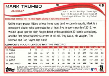 2014 Topps #43 Mark Trumbo Back