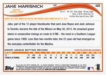 2014 Topps #45 Jake Marisnick Back