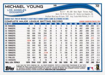 2014 Topps #72 Michael Young Back