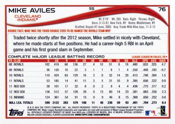 2014 Topps #76 Mike Aviles Back