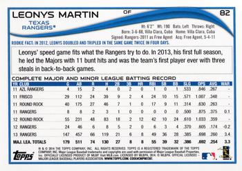 2014 Topps #82 Leonys Martin Back