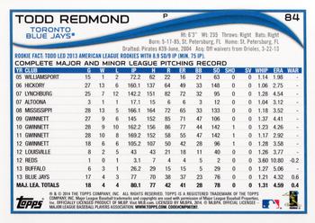2014 Topps #84 Todd Redmond Back