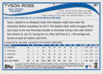 2014 Topps #87 Tyson Ross Back