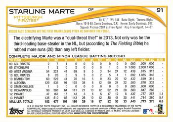 2014 Topps #91 Starling Marte Back