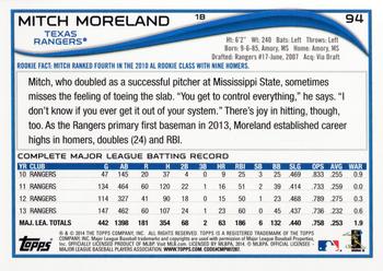 2014 Topps #94 Mitch Moreland Back