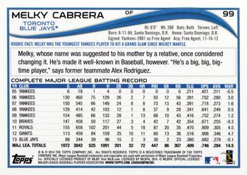 2014 Topps #99 Melky Cabrera Back