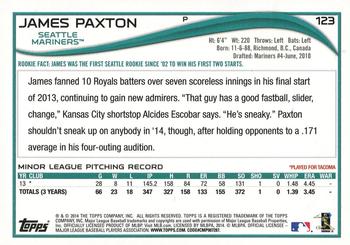 2014 Topps #123 James Paxton Back