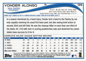 2014 Topps #129 Yonder Alonso Back