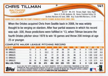 2014 Topps #141 Chris Tillman Back