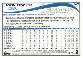 2014 Topps #147 Jason Frasor Back