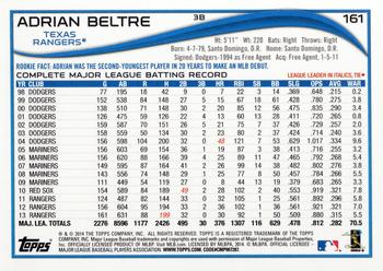 2014 Topps #161 Adrian Beltre Back