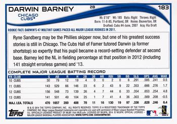2014 Topps #183 Darwin Barney Back