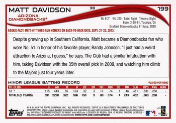 2014 Topps #199 Matt Davidson Back