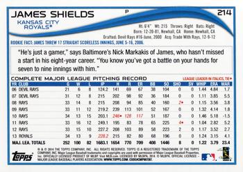 2014 Topps #214 James Shields Back
