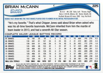 2014 Topps #225 Brian McCann Back