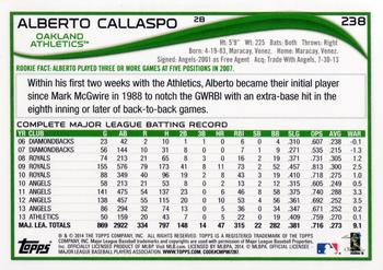 2014 Topps #238 Alberto Callaspo Back