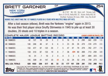 2014 Topps #254 Brett Gardner Back