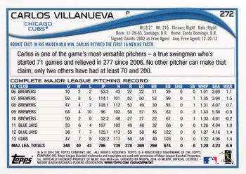 2014 Topps #272 Carlos Villanueva Back