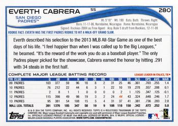 2014 Topps #280 Everth Cabrera Back