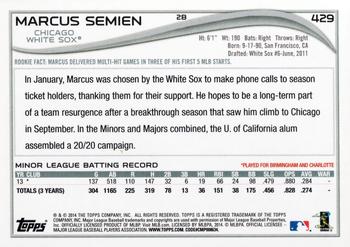 2014 Topps #429 Marcus Semien Back