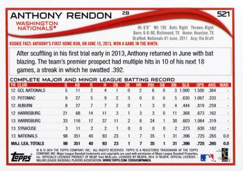 2014 Topps #521 Anthony Rendon Back