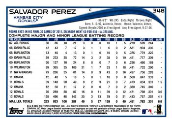 2014 Topps #348 Salvador Perez Back