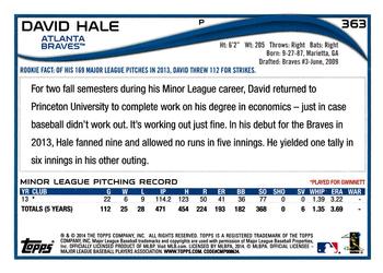 2014 Topps #363 David Hale Back