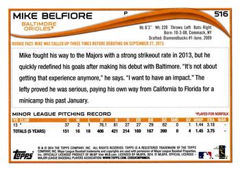 2014 Topps #516 Mike Belfiore Back