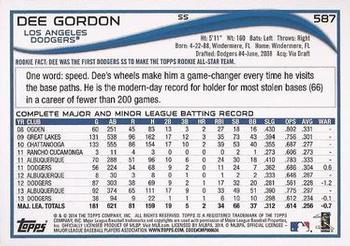 2014 Topps #587 Dee Gordon Back