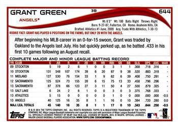 2014 Topps #644 Grant Green Back