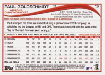 2014 Topps #15 Paul Goldschmidt Back