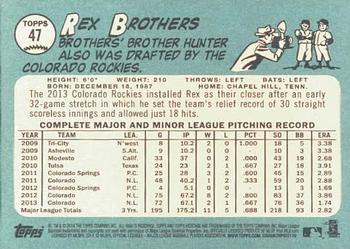 2014 Topps Heritage #47 Rex Brothers Back