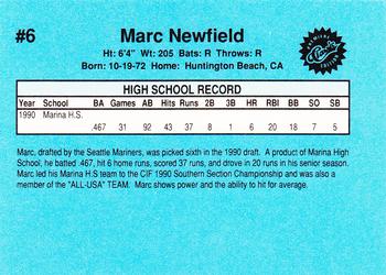 1990 Classic Draft Picks #6 Marc Newfield Back