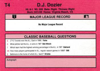 1991 Classic II #T4 D.J. Dozier Back