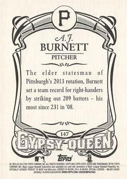 2014 Topps Gypsy Queen #147 A.J. Burnett Back