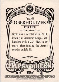 2014 Topps Gypsy Queen #81 Brett Oberholtzer Back