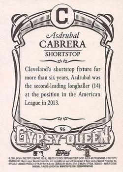 2014 Topps Gypsy Queen #96 Asdrubal Cabrera Back