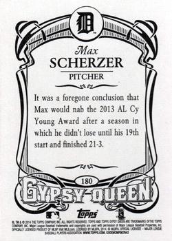2014 Topps Gypsy Queen #180 Max Scherzer Back