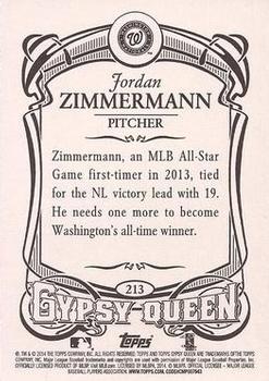2014 Topps Gypsy Queen #213 Jordan Zimmermann Back