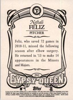 2014 Topps Gypsy Queen #292 Neftali Feliz Back