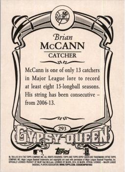 2014 Topps Gypsy Queen #293 Brian McCann Back